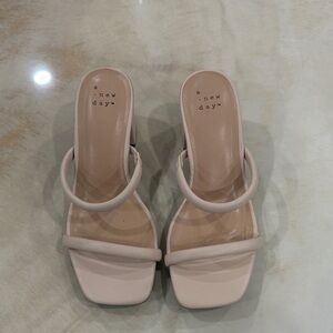 A New Day Women's Beige Heeled Sandals
